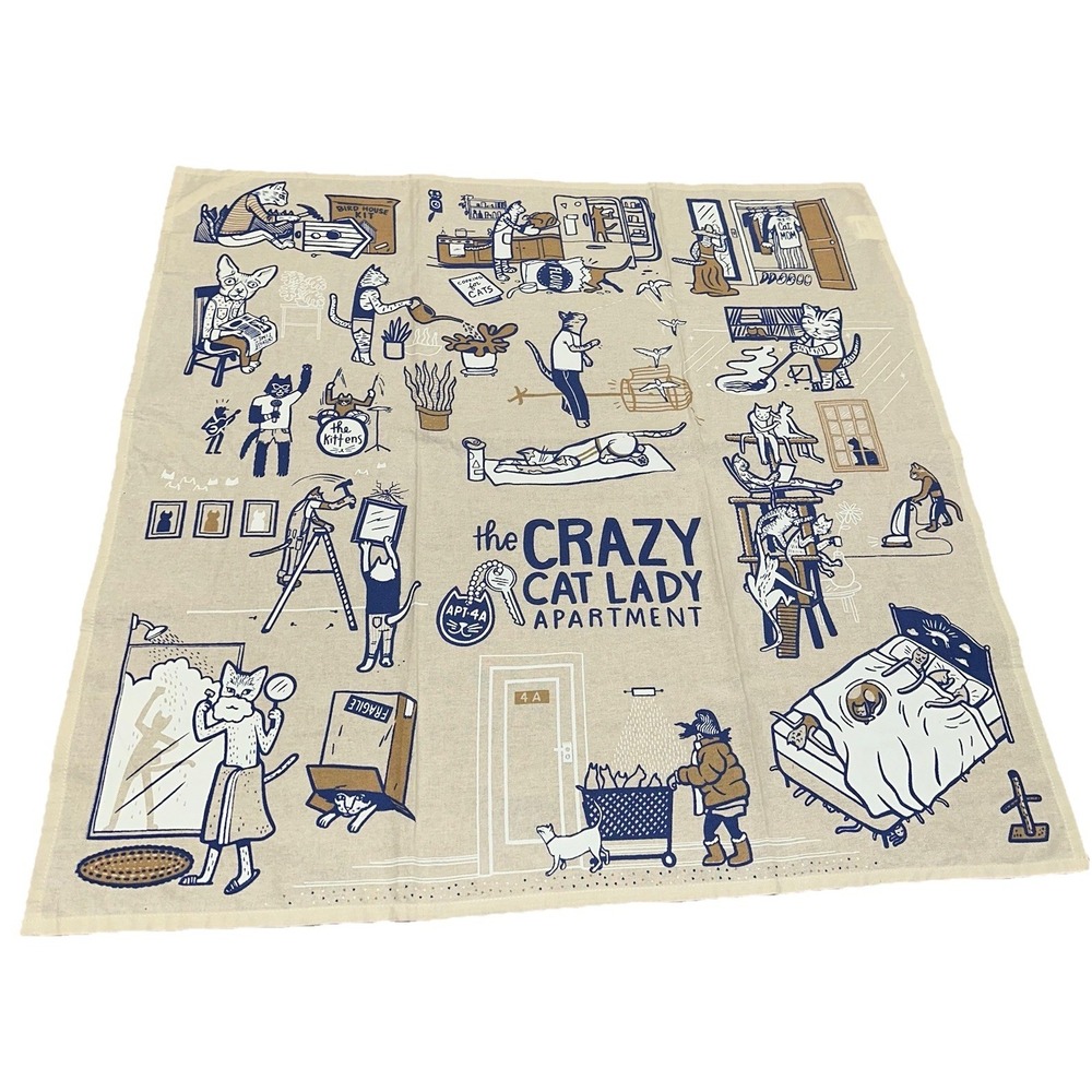 NWOT‎ Primitives By Kathy Crazy Cat Lady Apartment Whimsical Cotton Dish Towel